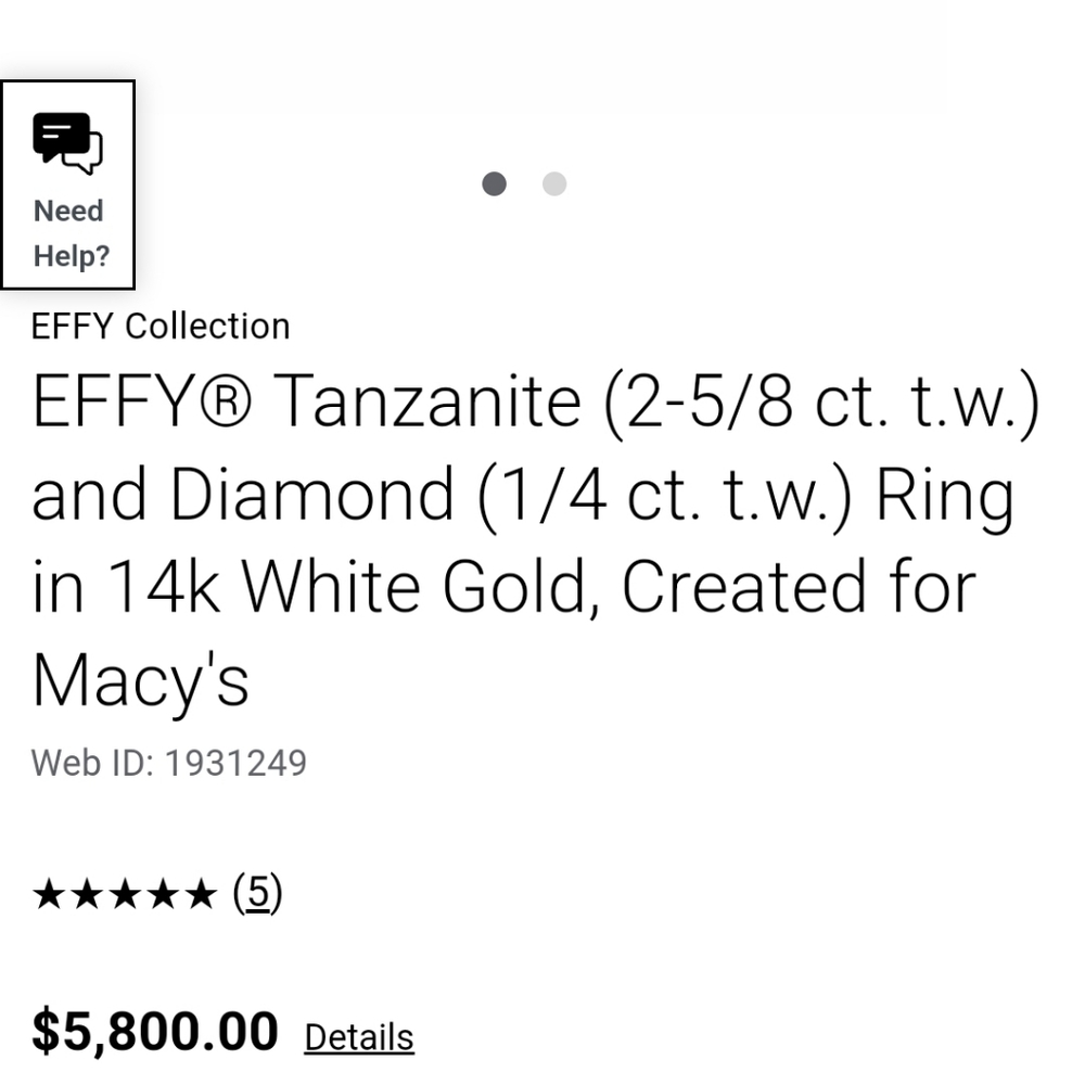 *Edit- SOLD!* 18k Diamond Halo Oval Tanzanite Ring - Picture 5 of 6